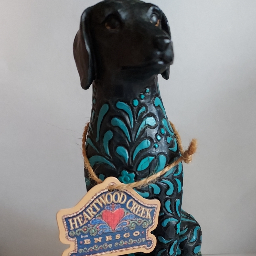 Jim Shore Heartwood Creek Black & Teal Decorative Dog Figurine Licorice